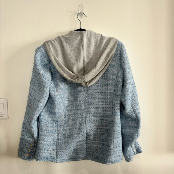 Central Park West Tweed Blazer Suit Jacket Light Blue - Picture 5 of 7